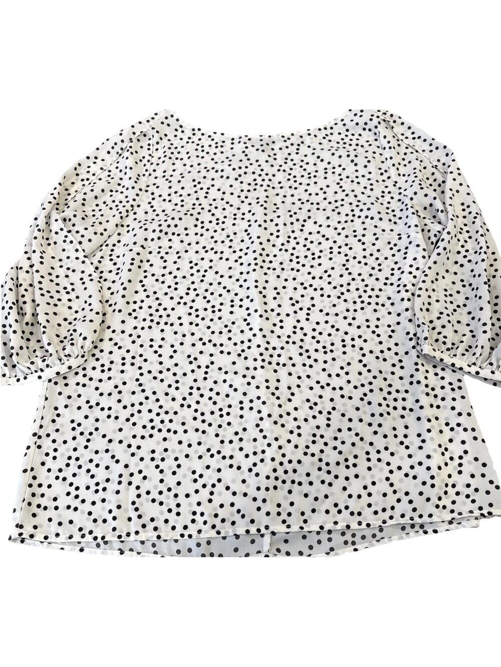 Banana Republic Polka Dot Open Sleeve Top Black White Office Chic Womens XL